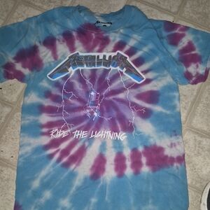 Tie DYED Metallica Ride The Lightning T-Shirt - Blue and Purple